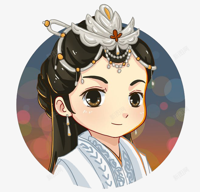 卡通女孩png免抠素材_88icon https://88icon.com 卡通 古装 头像 女孩 彩色 手绘 水彩 装饰