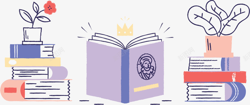 卡通翻开书本看书横幅矢量图ai免抠素材_88icon https://88icon.com 世界读书日 书本堆 卡通书本 矢量png 读书日 阅读日 矢量图