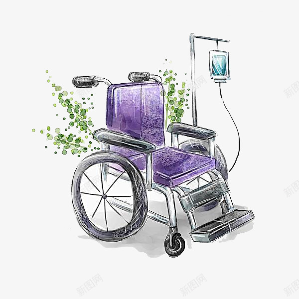 手绘轮椅png免抠素材_88icon https://88icon.com 手推车 手绘画 矢量装饰 装饰 轮椅