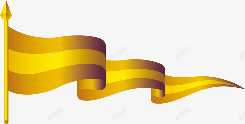 金色飘舞的旗子png免抠素材_88icon https://88icon.com 卡通 旗子 条纹 金色