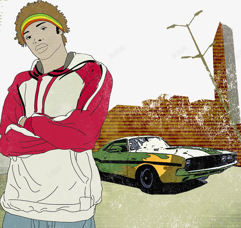 双手抱胸站着的嘻哈男孩png免抠素材_88icon https://88icon.com 人物插图 双人抱肩 双手抱胸 嘻哈 手绘 潮流装扮 男孩 站着