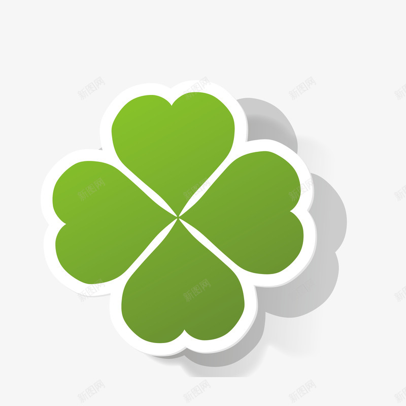幸运四叶草png免抠素材_88icon https://88icon.com 四叶草 平面图形 彩绘 立体感 艺术作品 阴影处理