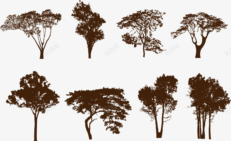 树木矢量图ai免抠素材_88icon https://88icon.com 免费矢量下载 复古 小树 插画 树木 矢量图