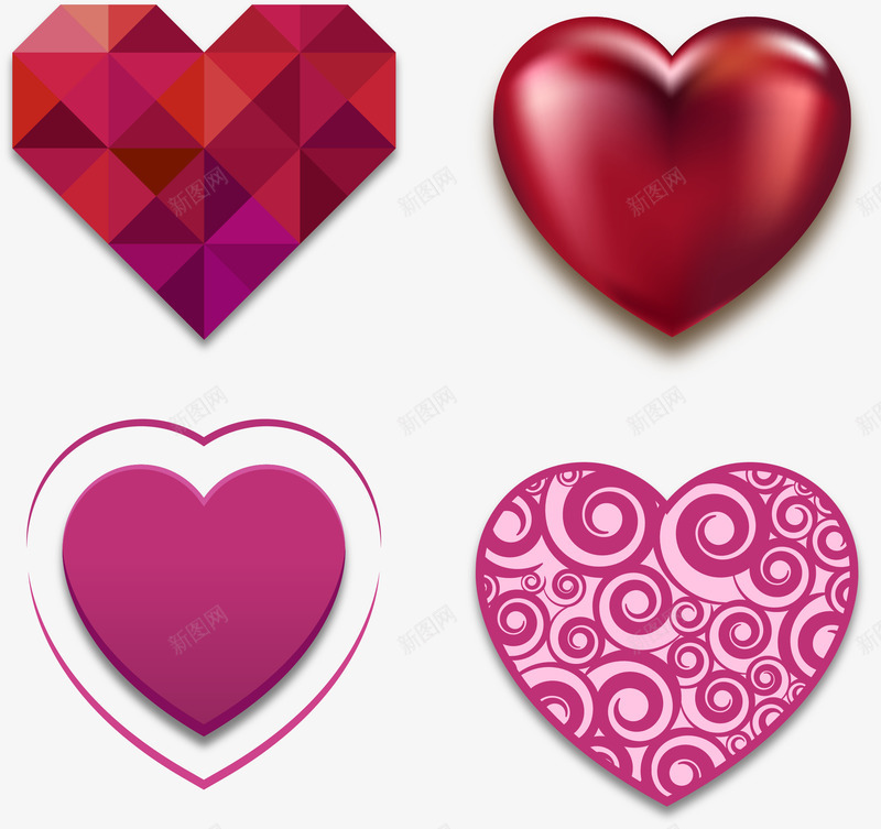 可爱红色桃心矢量图ai免抠素材_88icon https://88icon.com 可爱 唯美 桃心 浪漫 红色 矢量图