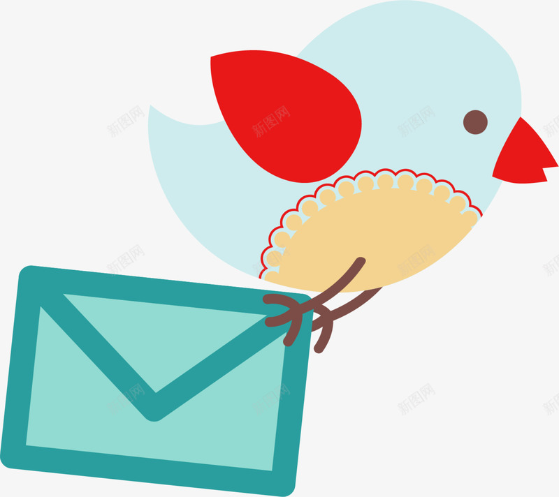 卡通蓝色小鸟png免抠素材_88icon https://88icon.com 信封 免抠PNG 卡通 小鸟 翅膀 蓝色 飞翔