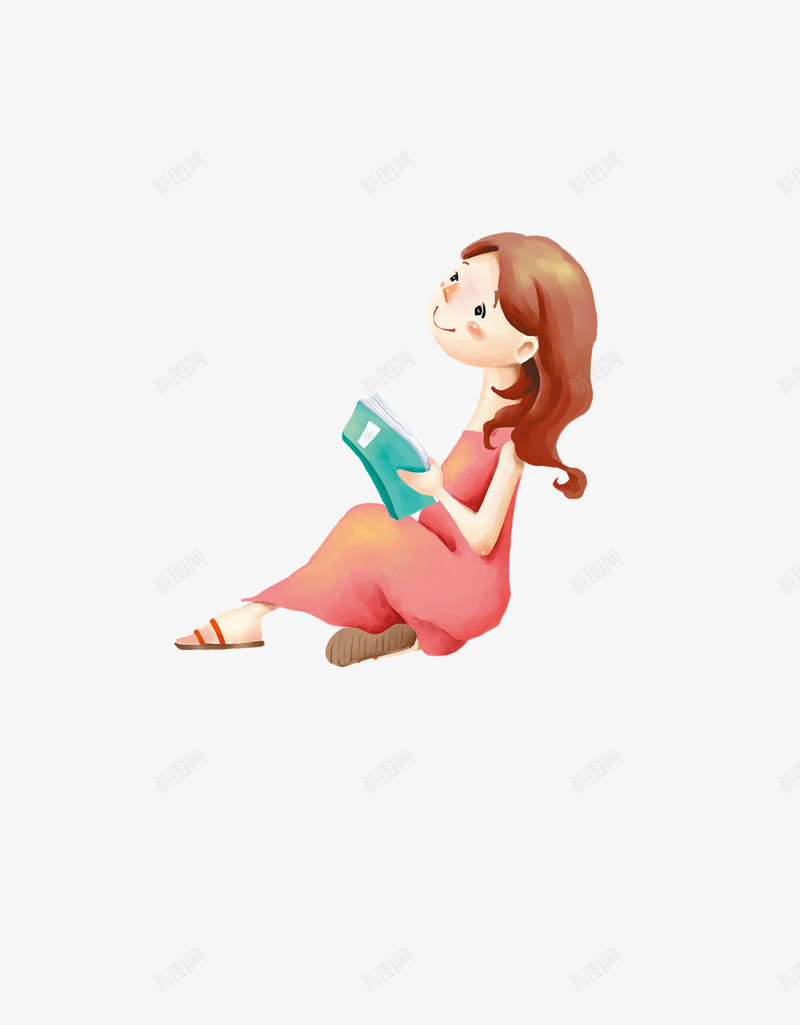 卡通看书的小女孩psd免抠素材_88icon https://88icon.com 卡通 小女孩 看书 读书