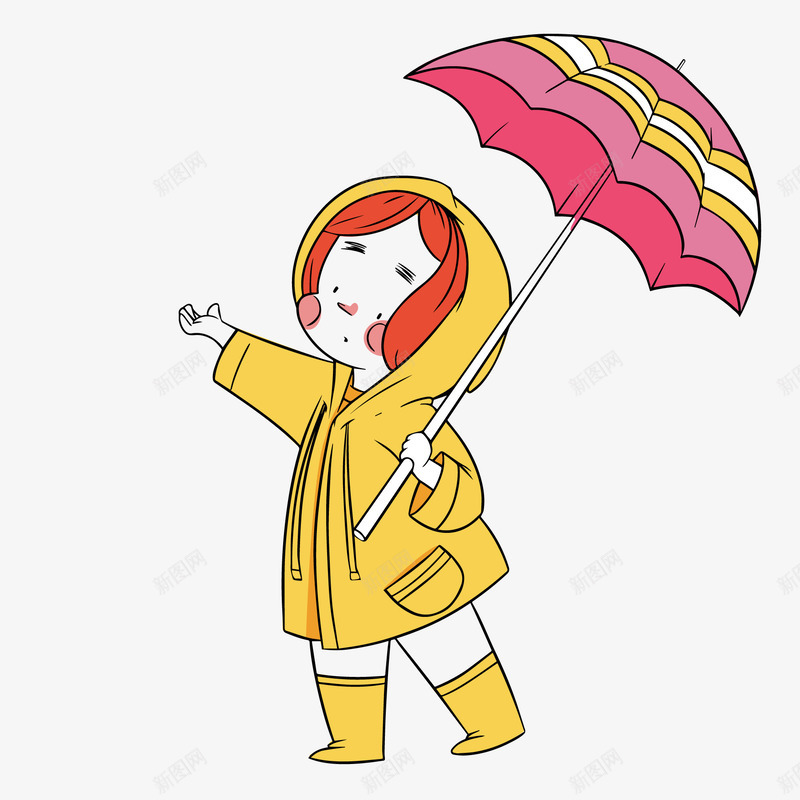 彩绘雨天打伞的儿童矢量图ai免抠素材_88icon https://88icon.com 人物设计 儿童 卡通 彩绘 手绘 打伞 黄色雨衣 矢量图