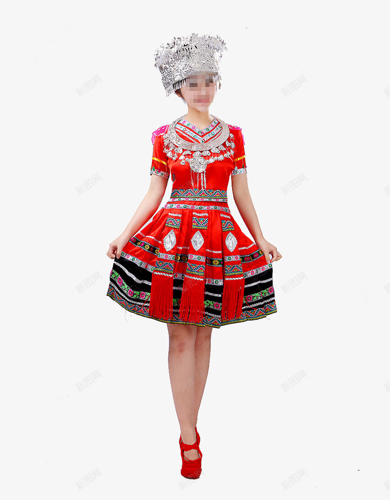 红色裙子瑶族女孩psd免抠素材_88icon https://88icon.com 中国传统 瑶族 瑶族人物形象 瑶族女孩 红色裙子 银饰品