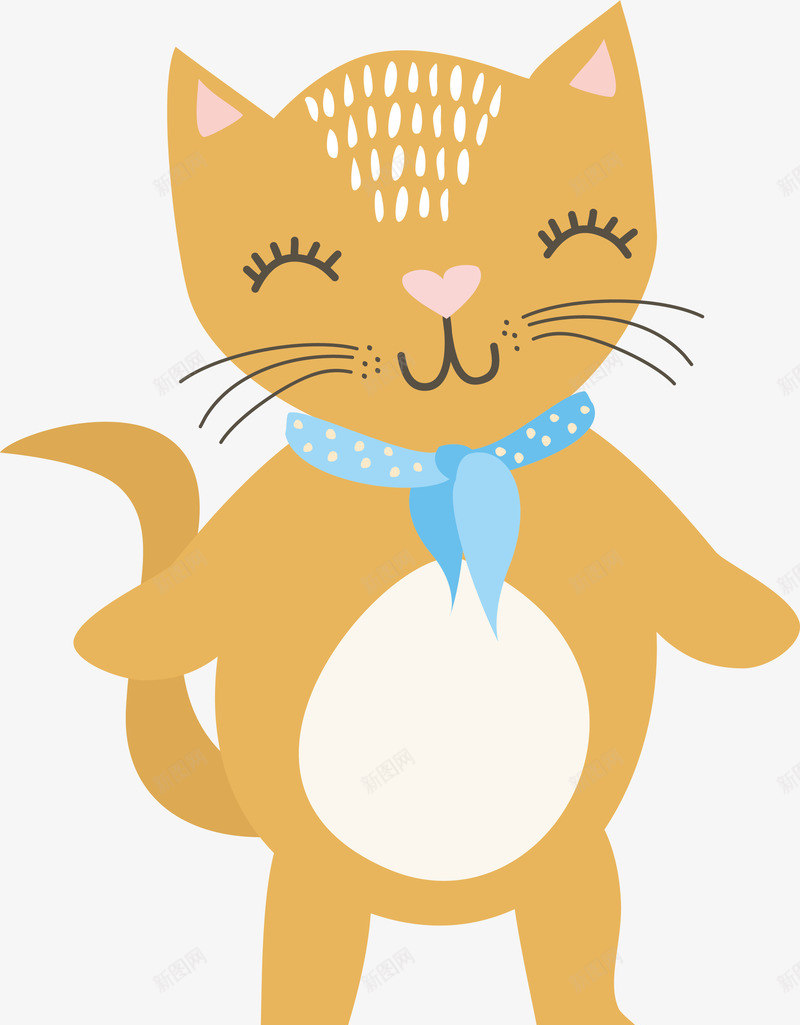 卡通可爱橙色猫咪png免抠素材_88icon https://88icon.com 动物 卡通手绘 可爱 小猫 扁平化 猫咪 矢量图案