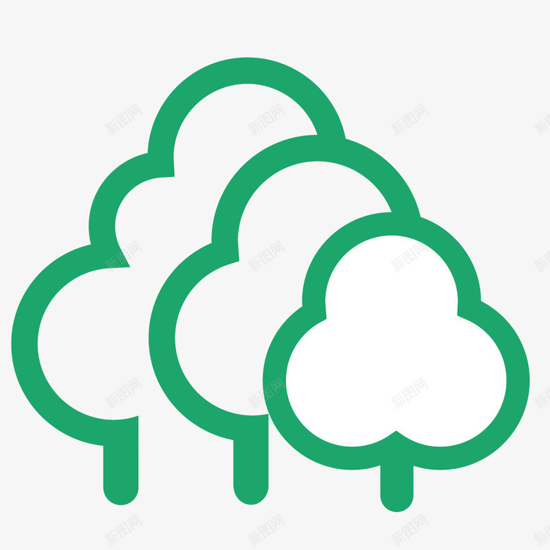 手绘森林树木png免抠素材_88icon https://88icon.com 树木 线稿 绿色 绿荫