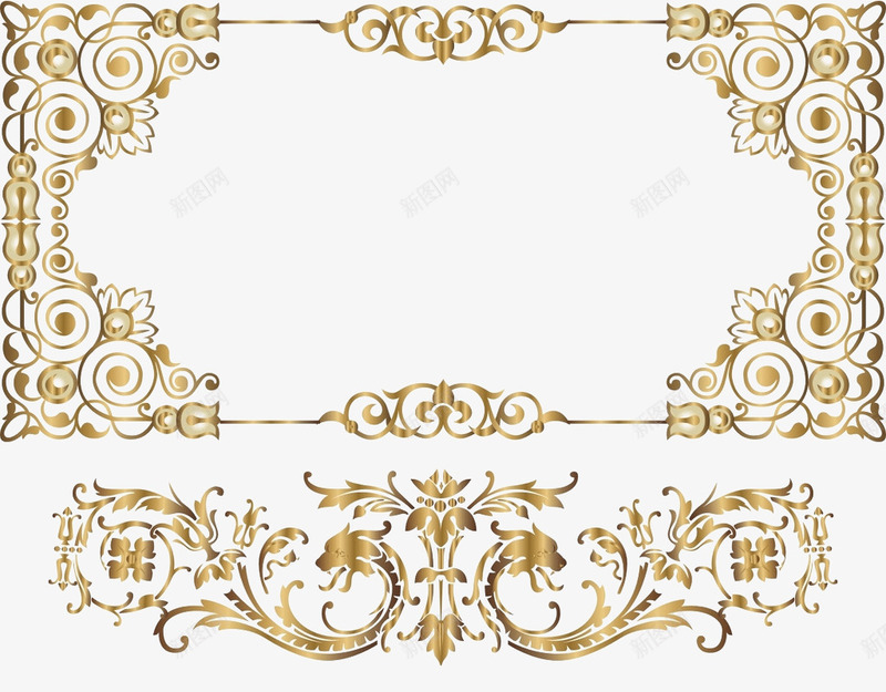 金色欧式框架矢量图ai免抠素材_88icon https://88icon.com PNG素材 欧式 花纹 藤蔓 金色 矢量图