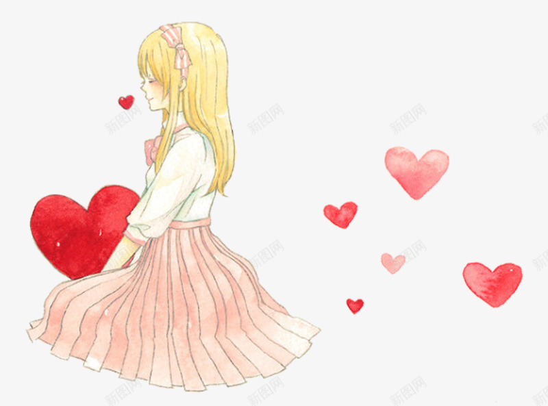 恋爱中的女孩子png免抠素材_88icon https://88icon.com 卡通 恋爱中的女孩子 手绘 桃心