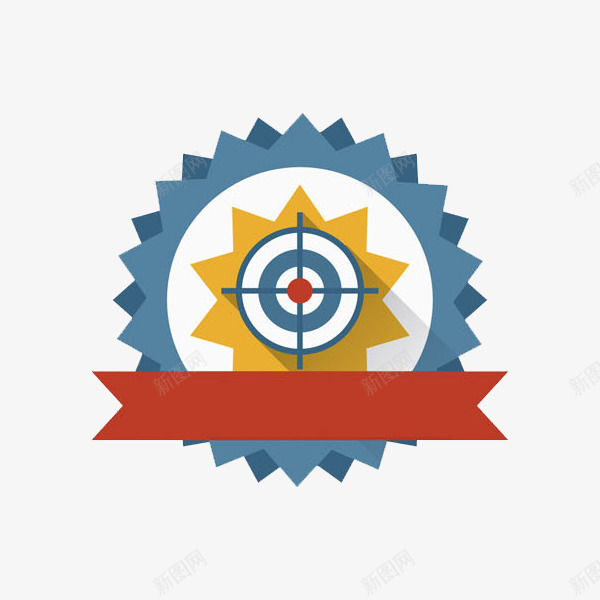 箭靶标签png免抠素材_88icon https://88icon.com 手绘 标签 白色 白色背景 箭靶 红心 红色横幅 花边 飘带
