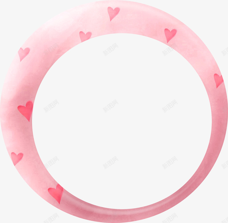 粉色桃心印花圆环png免抠素材_88icon https://88icon.com 桃心 桃心印花 桃心印花圆环 漂亮圆环 粉色圆环
