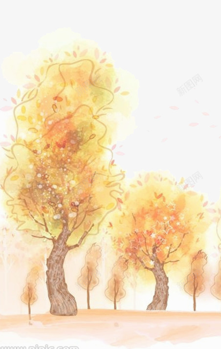 秋景树木png免抠素材_88icon https://88icon.com 大树 插画 植物 秋季 秋色 黄色