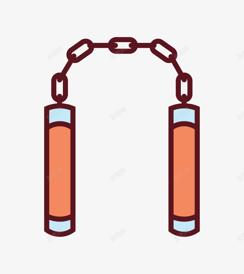 简约橙色铁链双节棍png免抠素材_88icon https://88icon.com 创意 卡通 双节棍 手绘 橙色 简约 设计 链条
