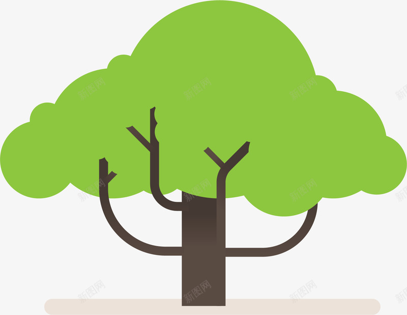 卡通绿色大树图案png免抠素材_88icon https://88icon.com 大自然 小树 树 树木 清新 简约