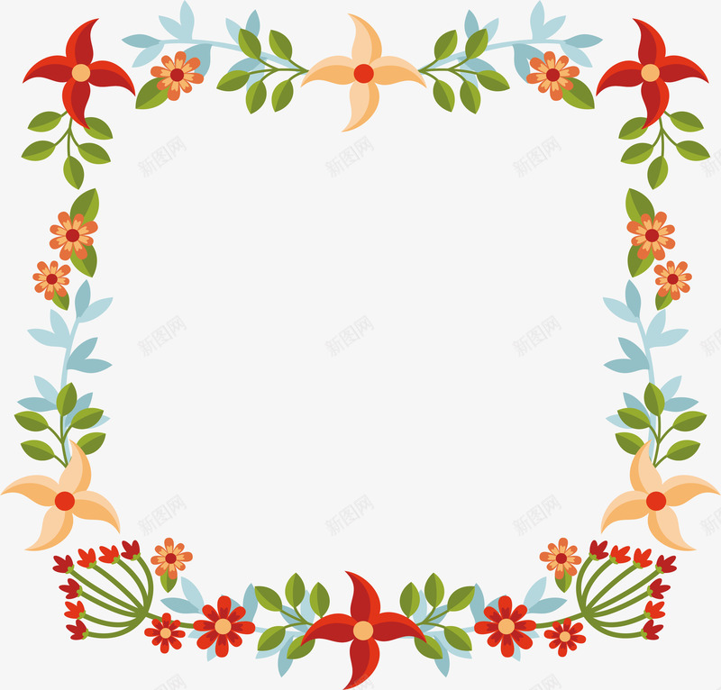 方形浪漫花藤边框png免抠素材_88icon https://88icon.com 浪漫花藤 矢量png 红色花朵 花藤 花藤装饰框 花藤边框