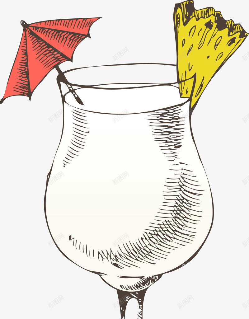 手绘高脚透明杯子png免抠素材_88icon https://88icon.com 手绘杯子 素描 红色小伞 绘画 透明杯子 高脚杯子