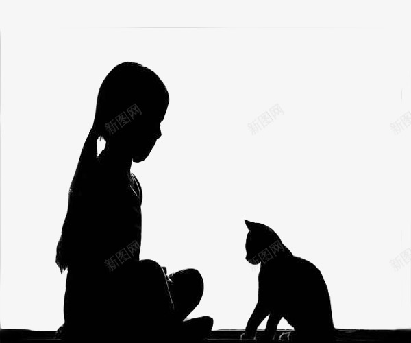 猫咪和小女孩png免抠素材_88icon https://88icon.com 剪影 宠物 小女孩剪影 愉悦 猫咪