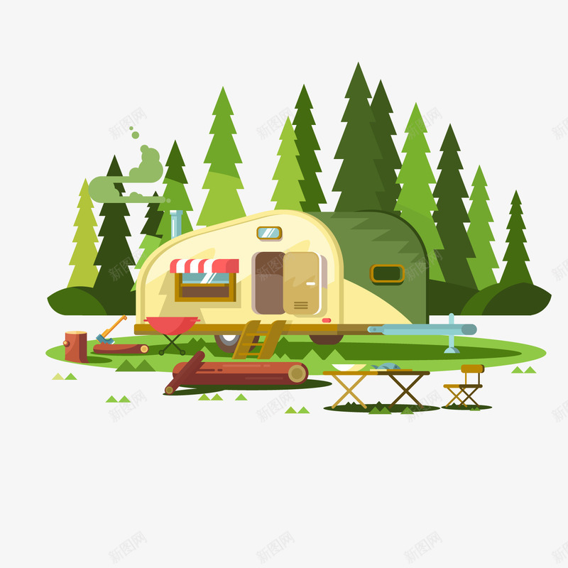 郊外树林野炊png免抠素材_88icon https://88icon.com 卡通树木 卡通树林 绿色植物 背景装饰 野炊 野营