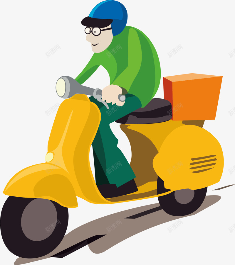 骑摩托车的快递员png免抠素材_88icon https://88icon.com 双轮车 工作 车 送餐