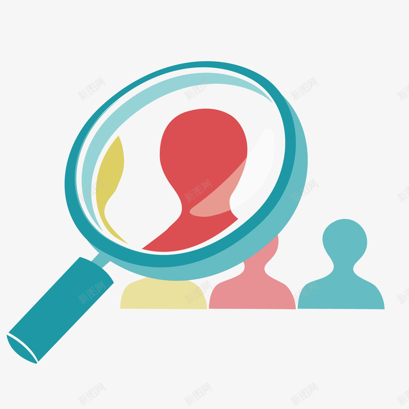彩色放大镜观察人物元素矢量图ai免抠素材_88icon https://88icon.com 仔细 光泽 彩色 扁平化 把手 放大镜 质感 矢量图