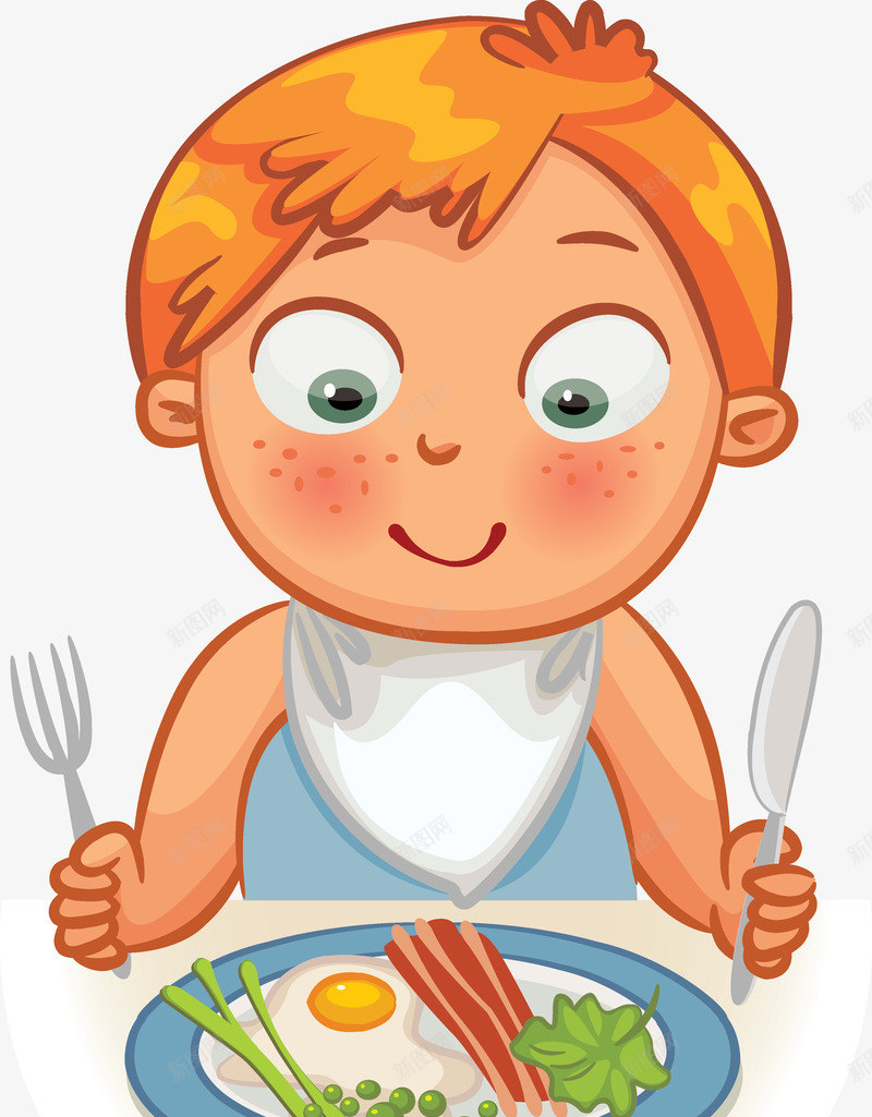 拿着刀叉的小孩png免抠素材_88icon https://88icon.com 儿童 儿童海报素材 卡通 小孩 童趣