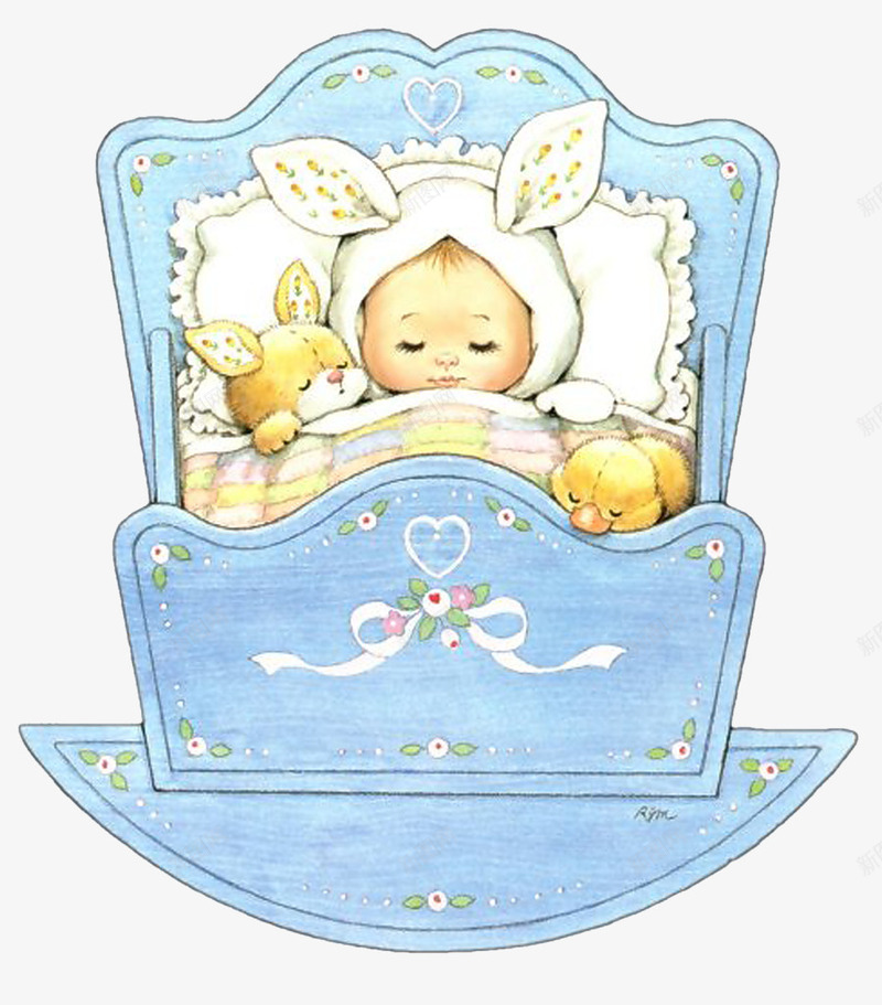 熟睡的婴儿png免抠素材_88icon https://88icon.com 创意 卡通 婴儿 手绘 摇篮 熟睡