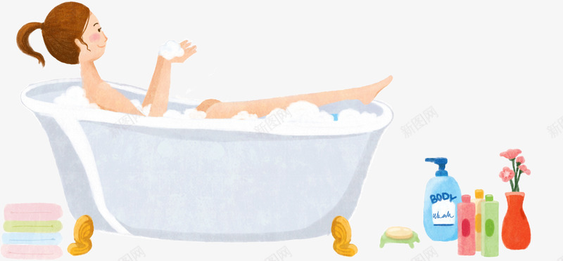 彩绘洗澡女生png免抠素材_88icon https://88icon.com 女生 彩绘 洗澡