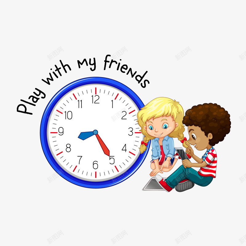 卡通时间表矢量图eps免抠素材_88icon https://88icon.com 卡通 卡通小孩 卡通时间 可爱小孩 时间表 活动时间 玩游戏时间 矢量图