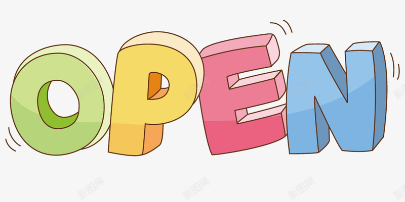 OPEN字体矢量图ai免抠素材_88icon https://88icon.com 创意 字体 手绘 质感 矢量图