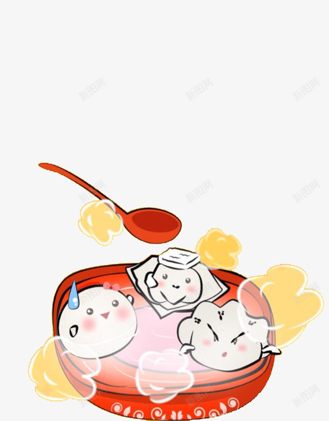 卡通笑脸馄饨png免抠素材_88icon https://88icon.com 勺子 卡通 卡通馄饨 可爱 手绘 红色 美味 馄饨 黄色