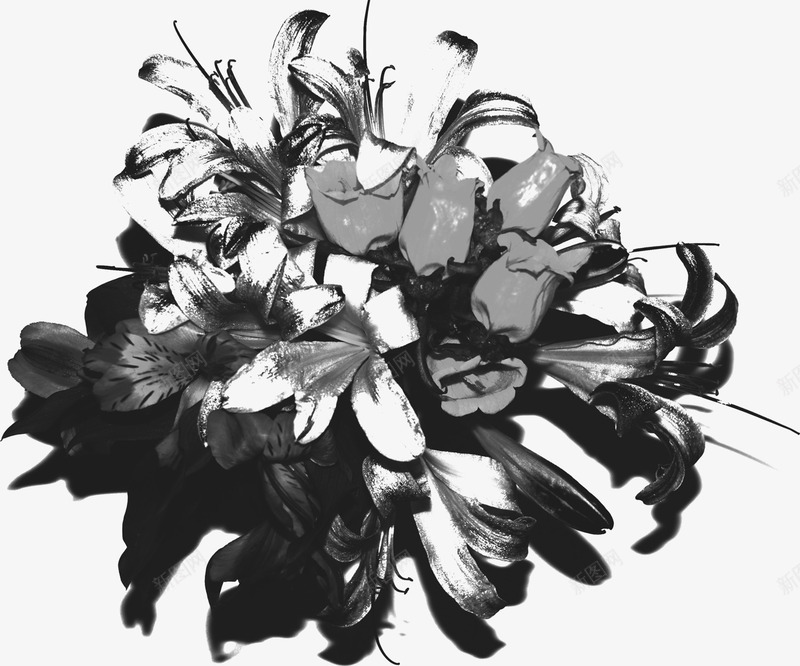 黑色抽像花朵psd免抠素材_88icon https://88icon.com 底图 底纹背景 抽象 潮流 花朵 黑色
