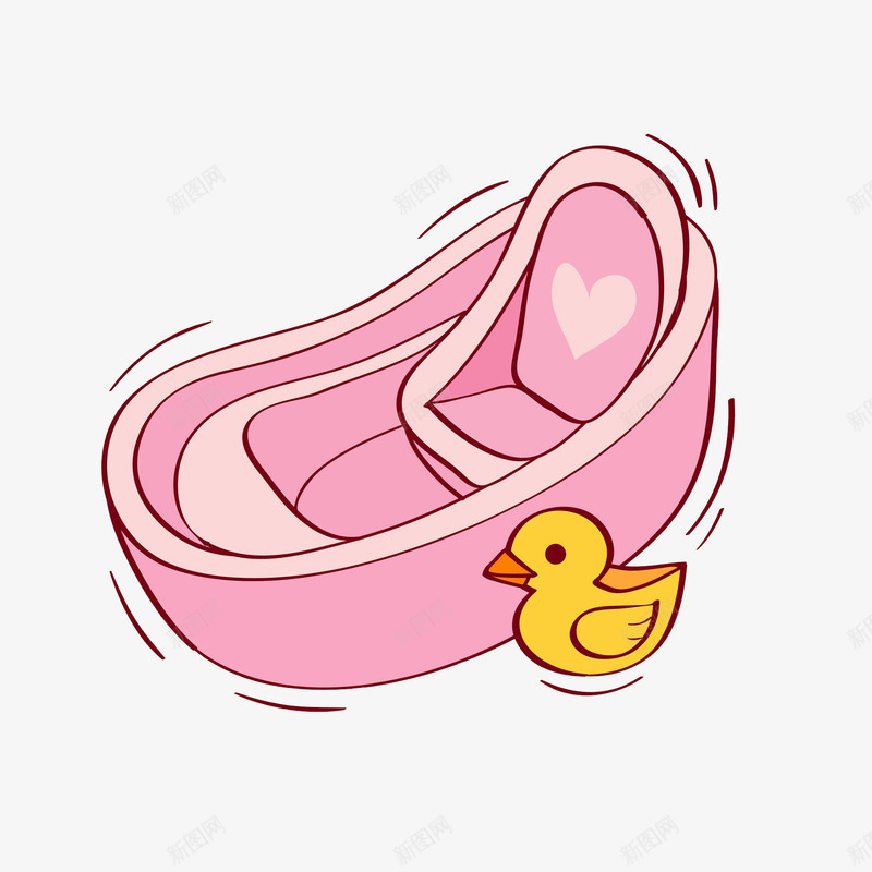卡通婴儿洗澡盆图png免抠素材_88icon https://88icon.com 卡通 婴儿用品 小黄鸭 插图 洗澡盆 粉色的