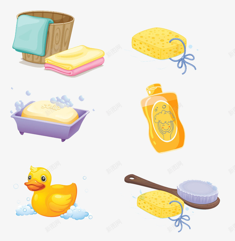 婴儿洗漱用品png免抠素材_88icon https://88icon.com 沐浴液 澡盆 香皂