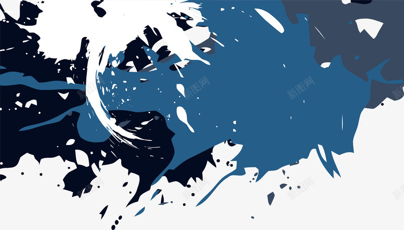 蓝白色泼墨效果海报png免抠素材_88icon https://88icon.com 泼墨 泼墨效果 矢量png 艺术感 艺术海报 蓝白色