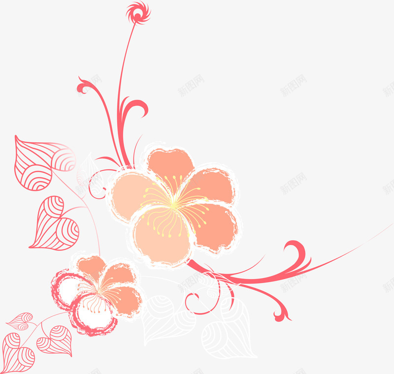 粉色潮流花纹png免抠素材_88icon https://88icon.com AI 卡通 底纹 手绘 潮流 粉色 线条 背景 花纹
