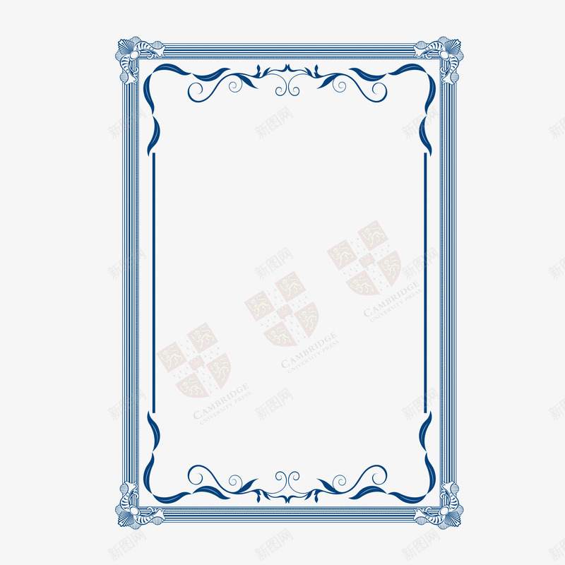 蓝色边框png免抠素材_88icon https://88icon.com 奖状 奖状摆台 奖状花边 实力 荣誉框 蓝色 边框