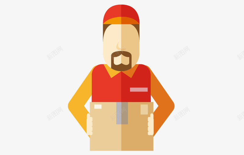 快递员拿包裹配送快递png免抠素材_88icon https://88icon.com 免费下载 卡通 快递员 拿包裹 物流配送 配送快递