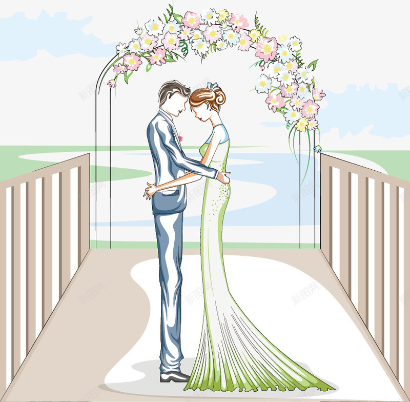情侣婚纱png免抠素材_88icon https://88icon.com 卡通人物 婚纱 情侣 摄影场景