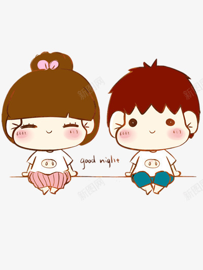 情侣说goodnightpng免抠素材_88icon https://88icon.com 卡通 可爱 插画 晚安英文 爱情 英文