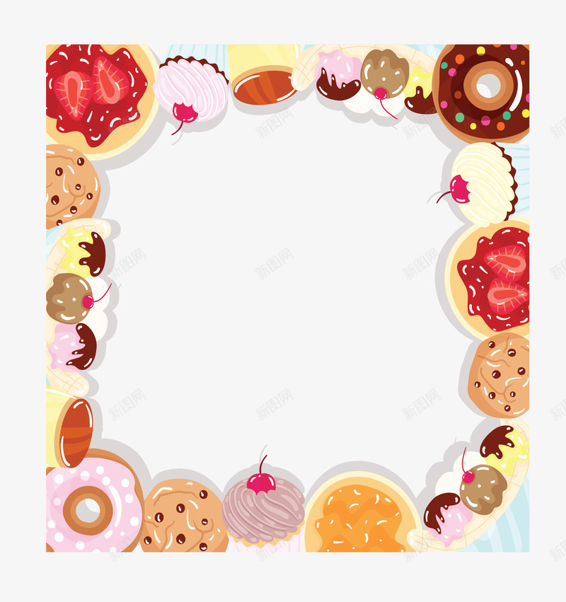 美味卡通蛋糕边框矢量图ai免抠素材_88icon https://88icon.com 下午茶 甜点 矢量png 美味蛋糕 蛋糕 蛋糕边框 矢量图