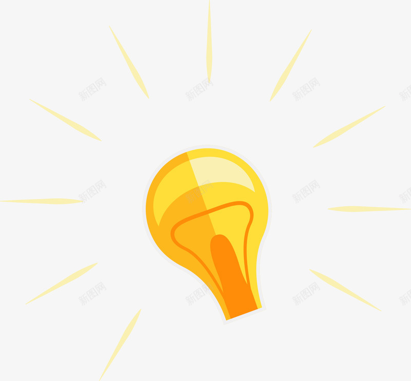 黄色卡通灯泡png免抠素材_88icon https://88icon.com 光芒 光辉 照明 白炽灯 装饰图案 黄色灯泡