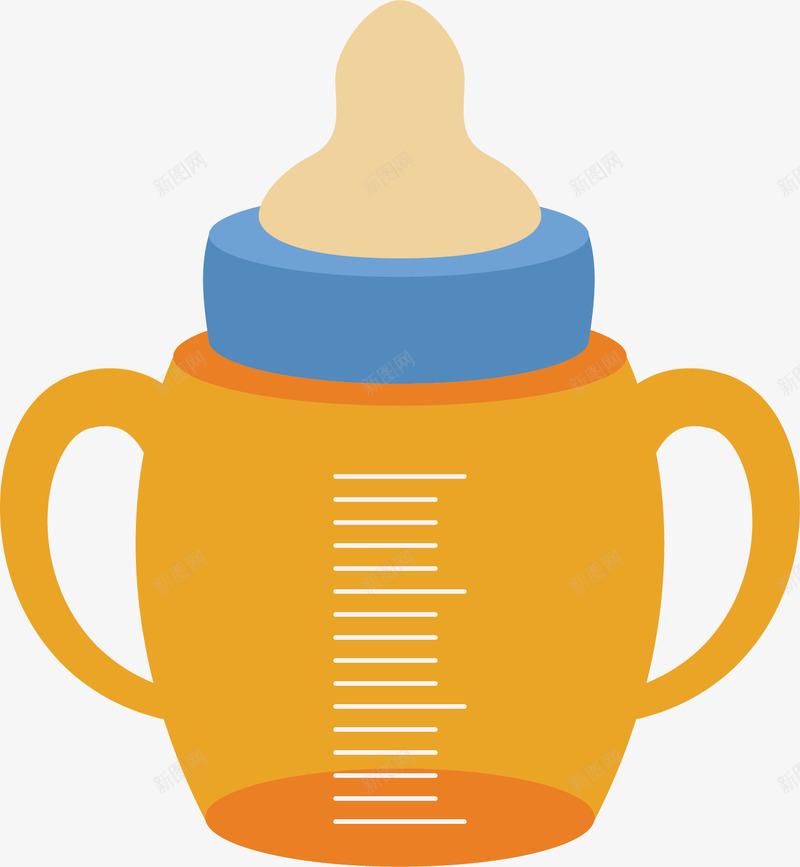 婴儿奶瓶图矢量图ai免抠素材_88icon https://88icon.com 可爱 奶嘴 奶瓶 婴儿 设计 量杯 黄色 矢量图