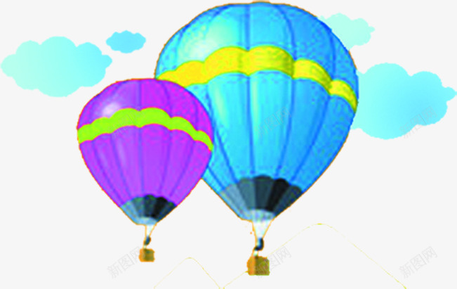 卡通可爱手绘热气球条纹png免抠素材_88icon https://88icon.com 卡通 可爱 条纹 热气球