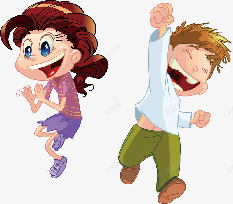 跳跃的小孩png免抠素材_88icon https://88icon.com 人物 卡通 小孩 开心 男女 跳跃