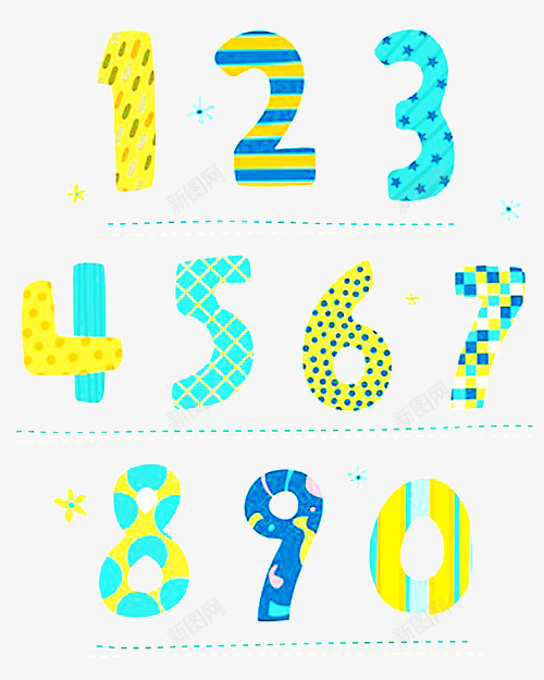 从一到十艺术字png免抠素材_88icon https://88icon.com 卡通 手绘 数字 潮流 非主流