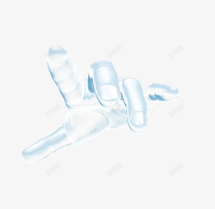 手png免抠素材_88icon https://88icon.com 手 未来科技 蓝色 透明水晶