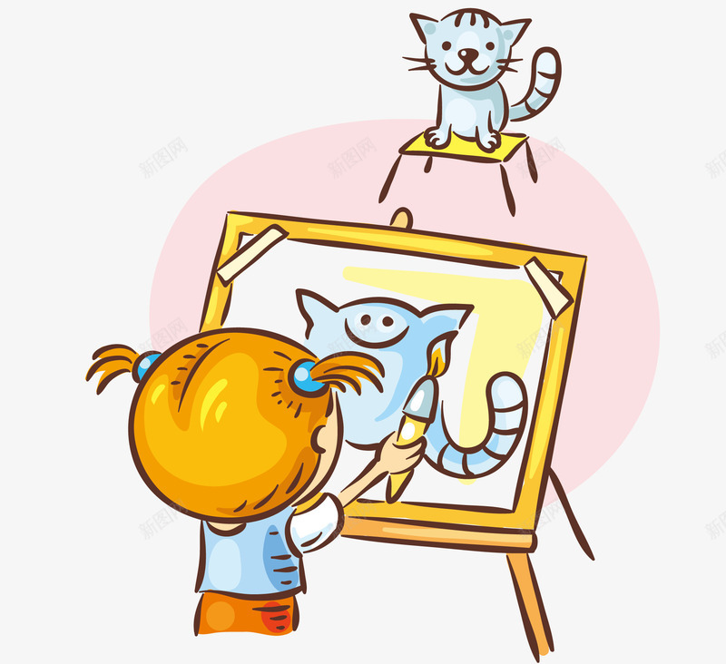 画画的小孩png免抠素材_88icon https://88icon.com 可爱 小朋友 猫咪 画画 练习画画